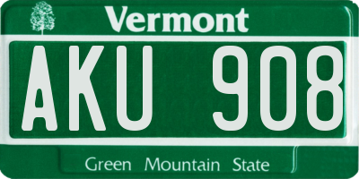 VT license plate AKU908