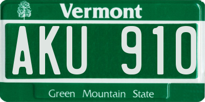 VT license plate AKU910