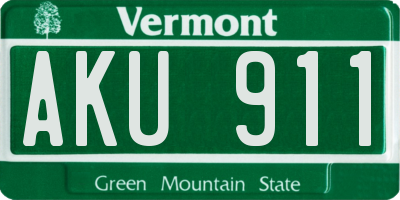 VT license plate AKU911