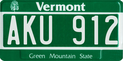 VT license plate AKU912