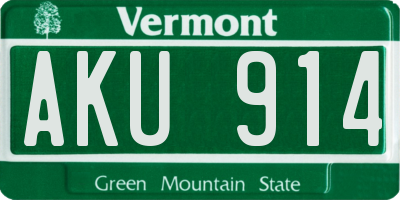 VT license plate AKU914