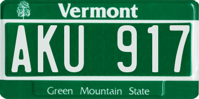 VT license plate AKU917