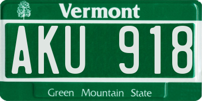 VT license plate AKU918