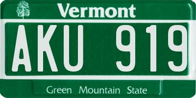 VT license plate AKU919