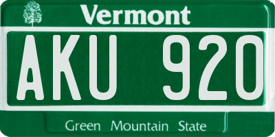 VT license plate AKU920