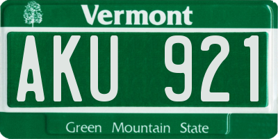 VT license plate AKU921