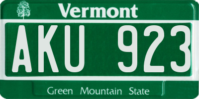 VT license plate AKU923
