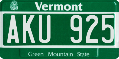 VT license plate AKU925