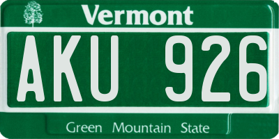 VT license plate AKU926