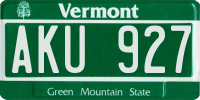 VT license plate AKU927