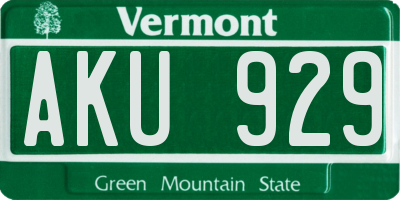 VT license plate AKU929
