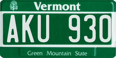 VT license plate AKU930