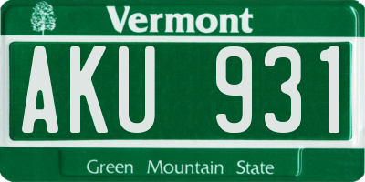 VT license plate AKU931