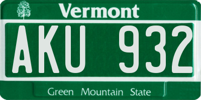 VT license plate AKU932