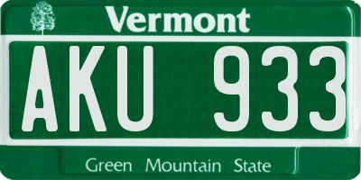 VT license plate AKU933