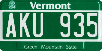 VT license plate AKU935