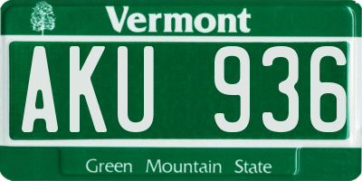 VT license plate AKU936