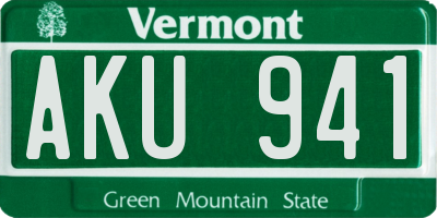 VT license plate AKU941