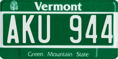 VT license plate AKU944