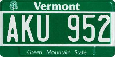 VT license plate AKU952