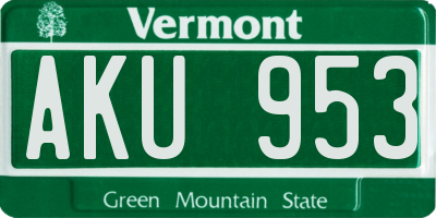 VT license plate AKU953