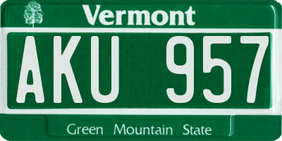 VT license plate AKU957