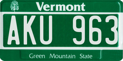 VT license plate AKU963