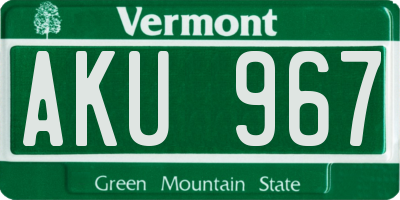 VT license plate AKU967