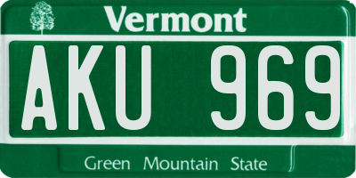VT license plate AKU969