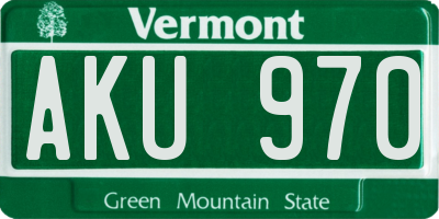 VT license plate AKU970