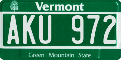 VT license plate AKU972