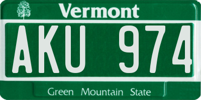 VT license plate AKU974