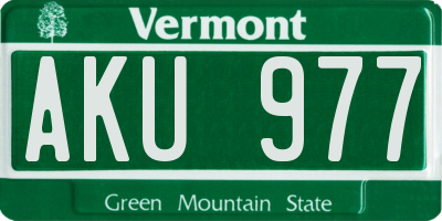 VT license plate AKU977