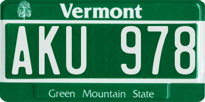 VT license plate AKU978