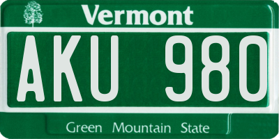 VT license plate AKU980