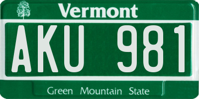 VT license plate AKU981