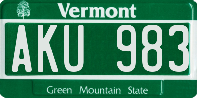 VT license plate AKU983