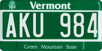 VT license plate AKU984