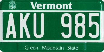 VT license plate AKU985
