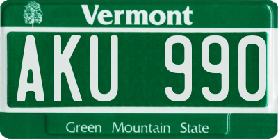 VT license plate AKU990