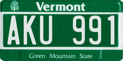 VT license plate AKU991