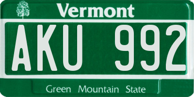 VT license plate AKU992