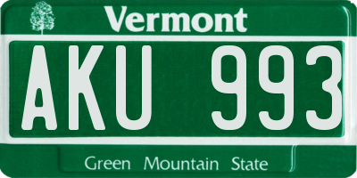 VT license plate AKU993