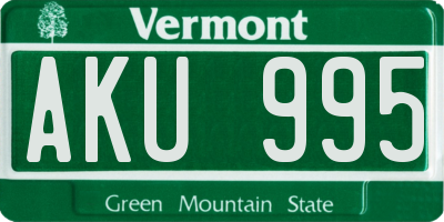 VT license plate AKU995