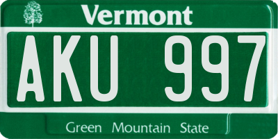 VT license plate AKU997