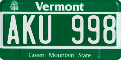 VT license plate AKU998