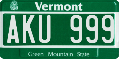 VT license plate AKU999