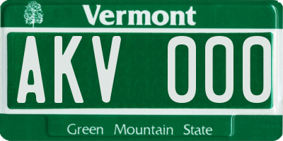 VT license plate AKV000