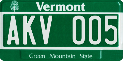 VT license plate AKV005