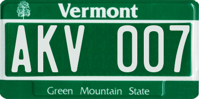 VT license plate AKV007